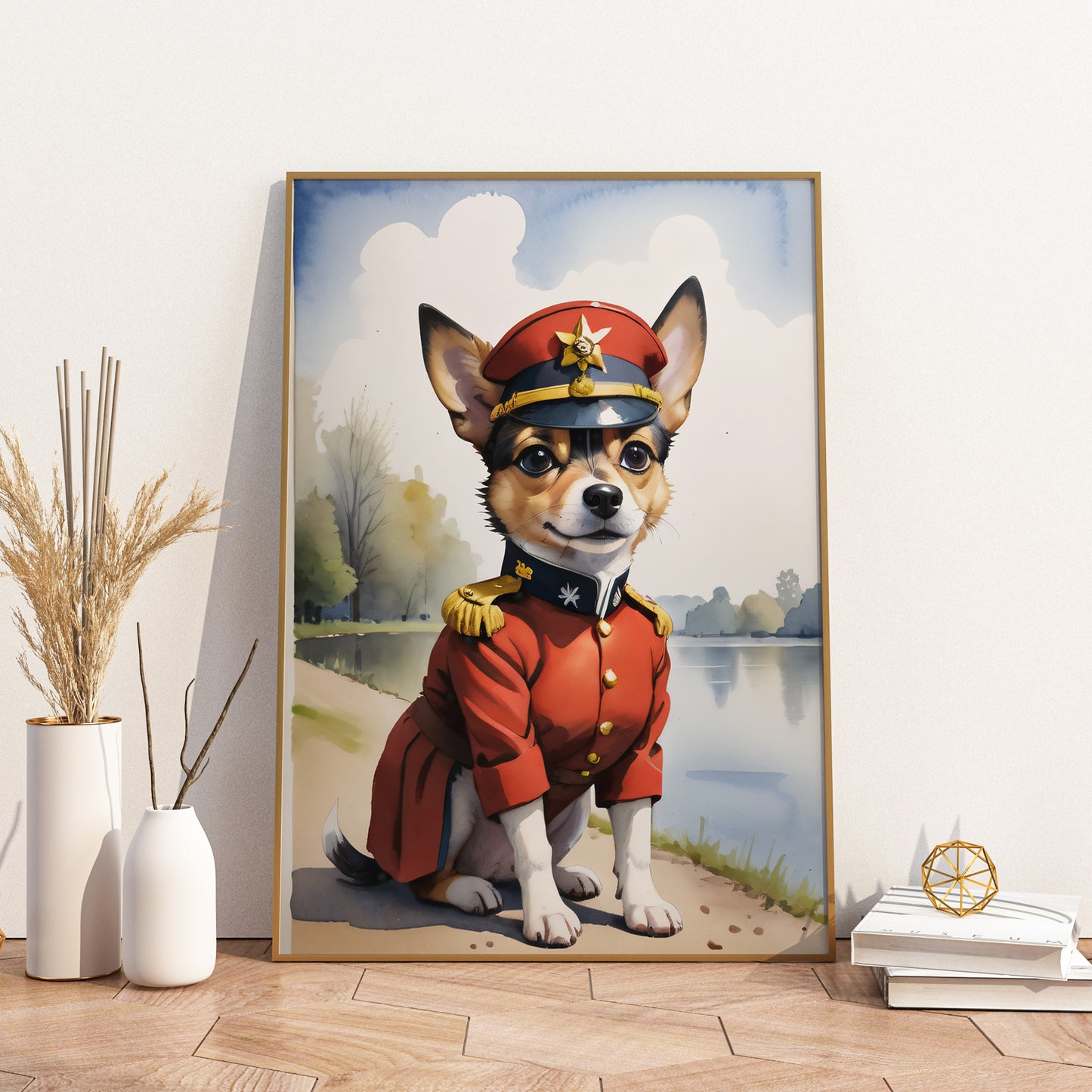 Regal Canine Commander - Fantasy Dog Watercolor Print