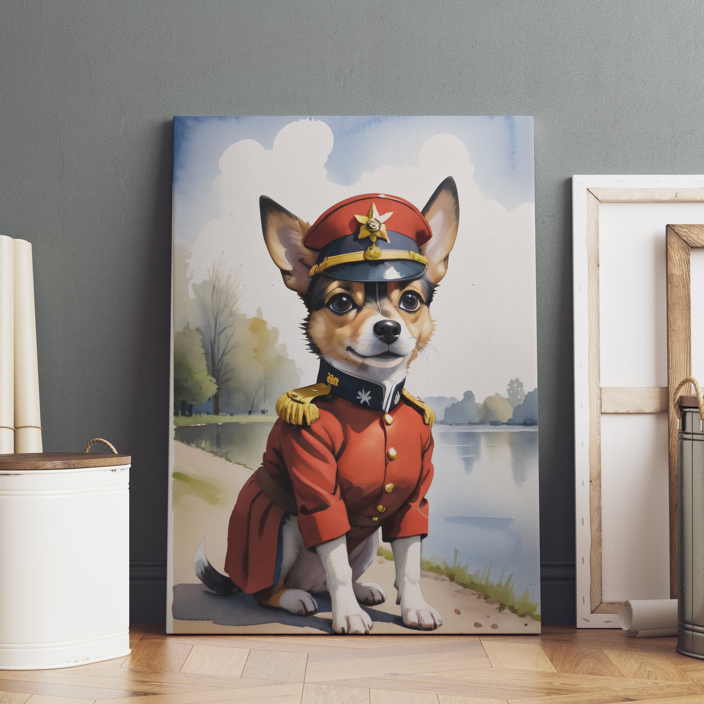 Regal Canine Commander - Fantasy Dog Watercolor Print