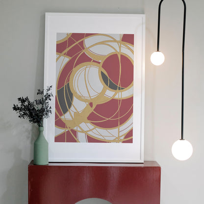 Golden Harmony Capsulated - Abstract Swirl Print