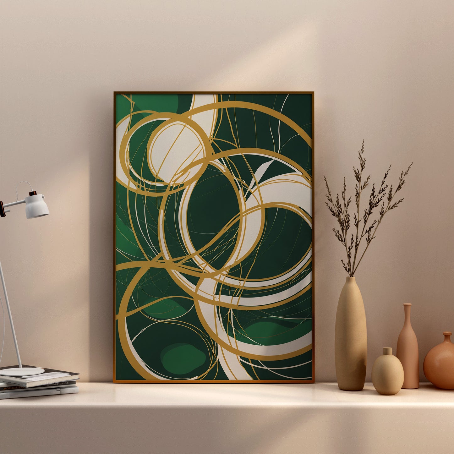 Golden Harmony Circles - Abstrakt Swirl Print