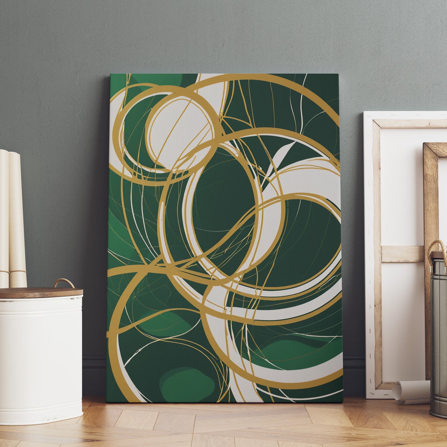 Golden Harmony Circles - Abstrakt Swirl Print