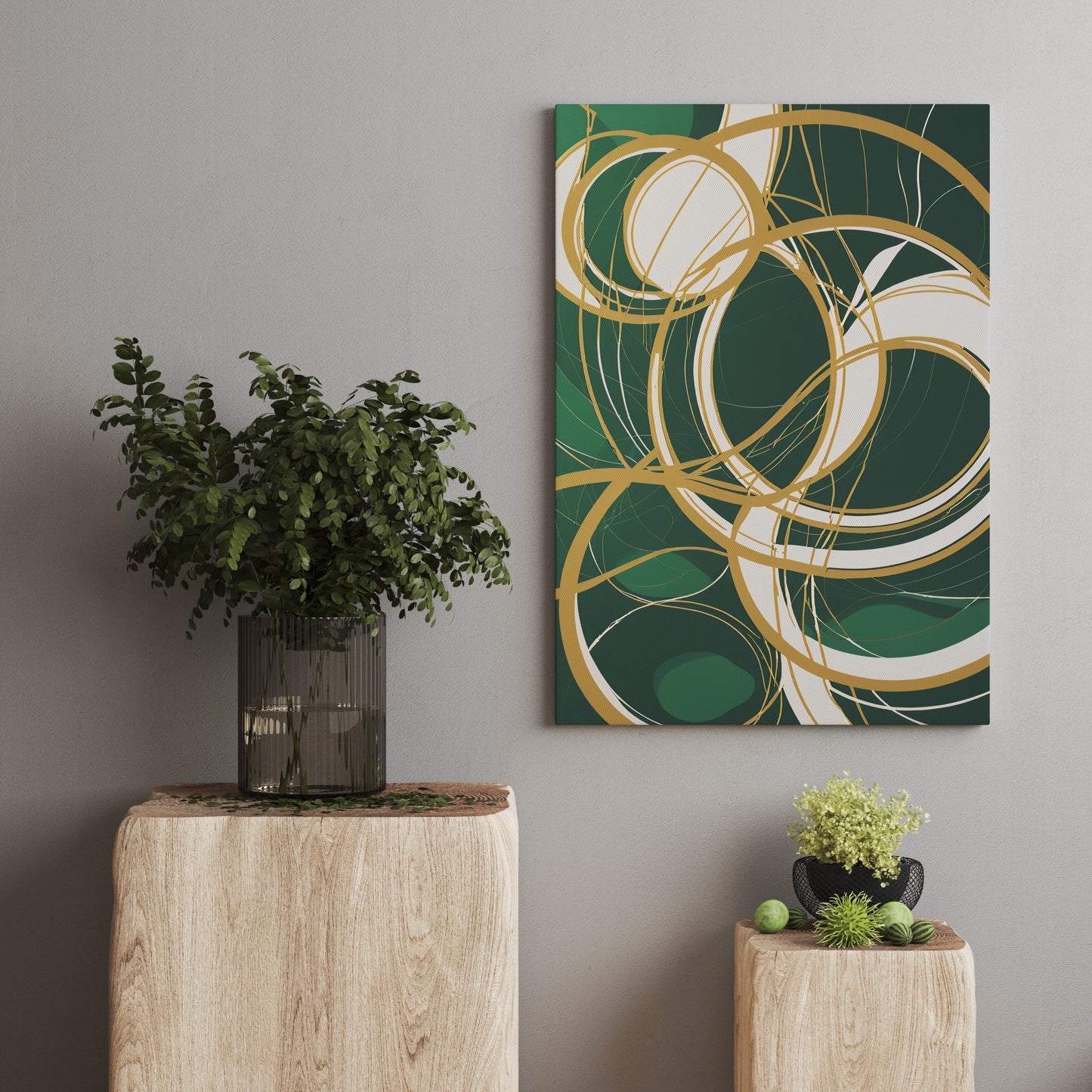 Golden Harmony Circles - Abstrakt Swirl Print