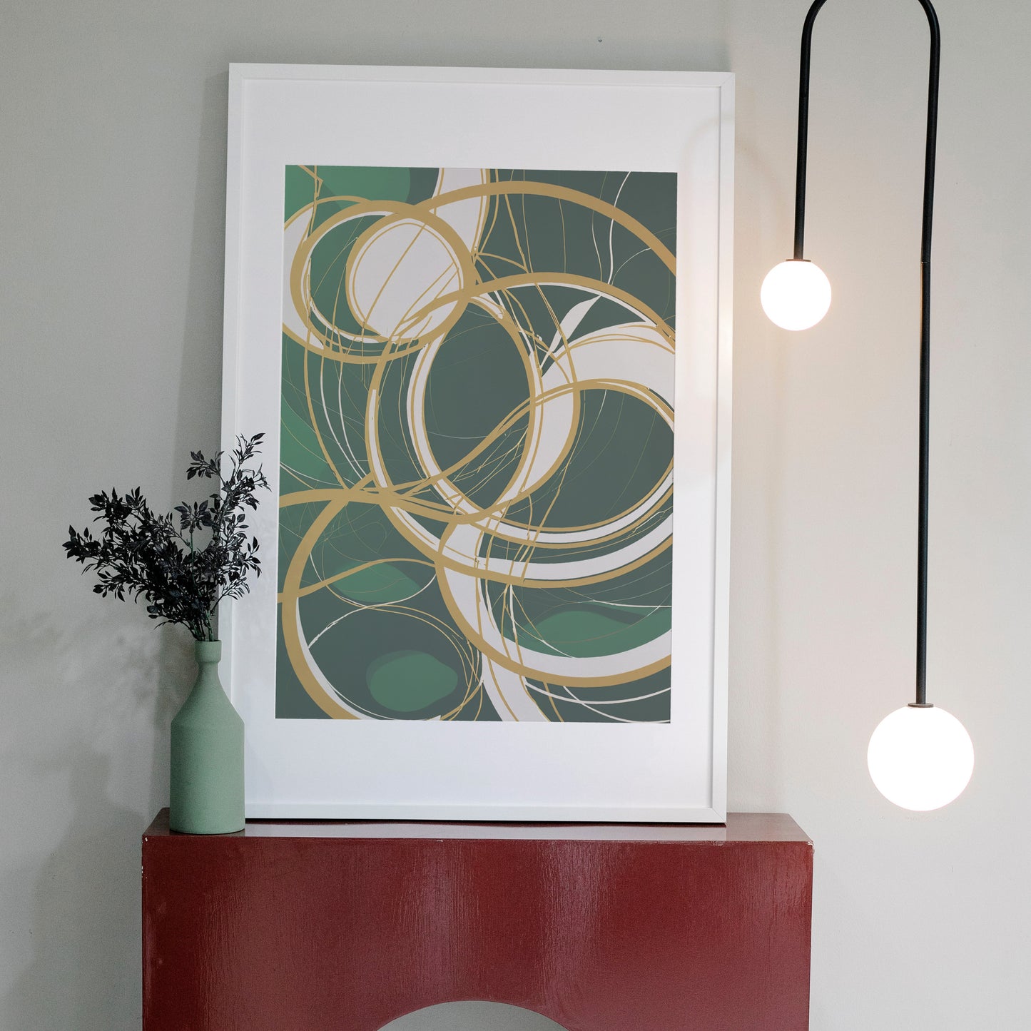 Golden Harmony Circles - Abstrakt Swirl Print