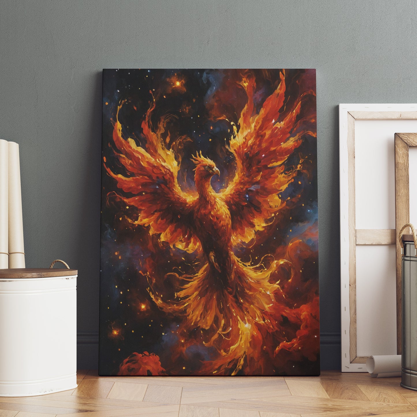 Eternal Phoenix Flame - Abstract Cosmic Wall Art