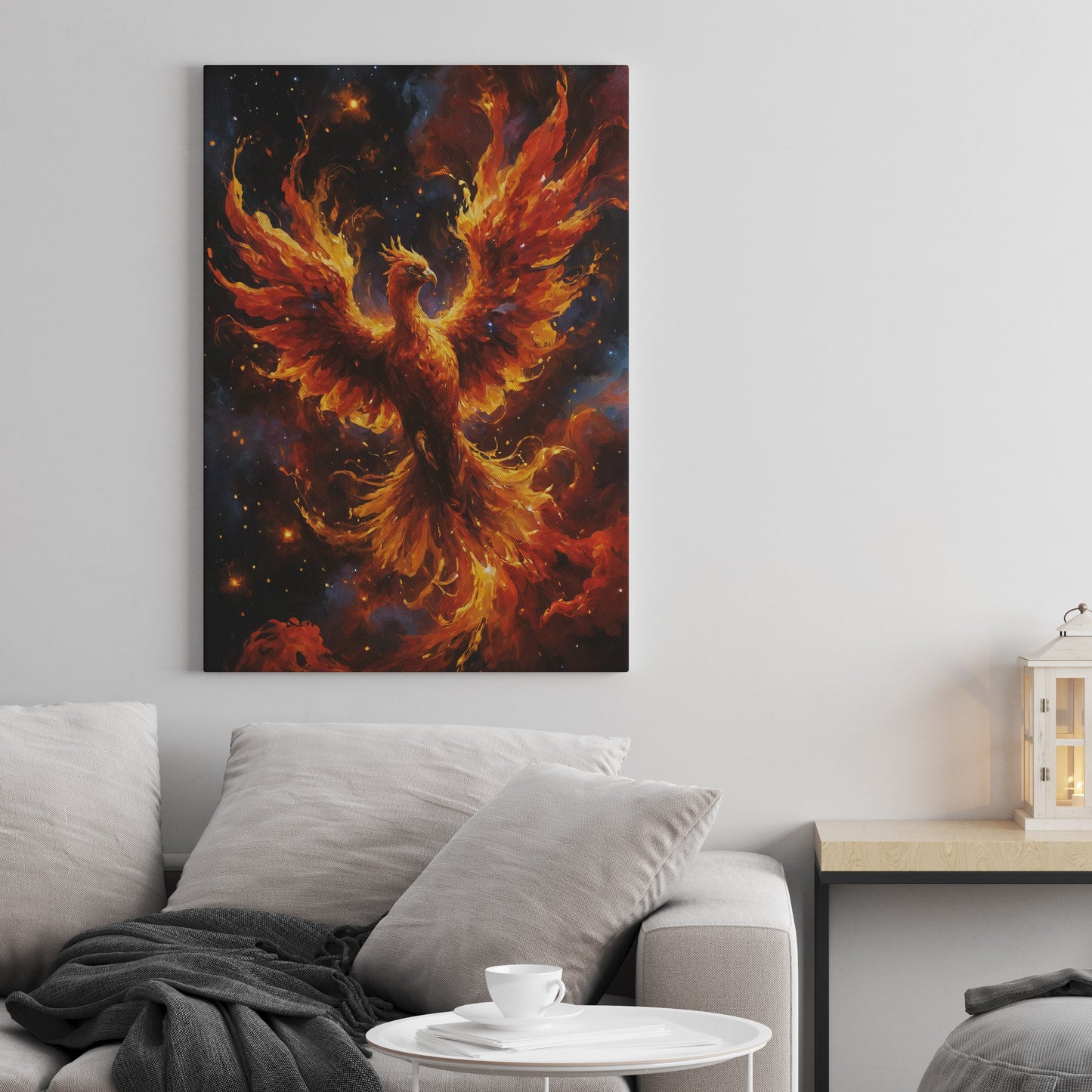 Eternal Phoenix Flame - Abstract Cosmic Wall Art