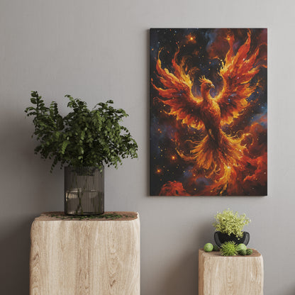 Eternal Phoenix Flame - Abstract Cosmic Wall Art