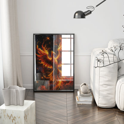 Eternal Phoenix Flame - Abstract Cosmic Wall Art