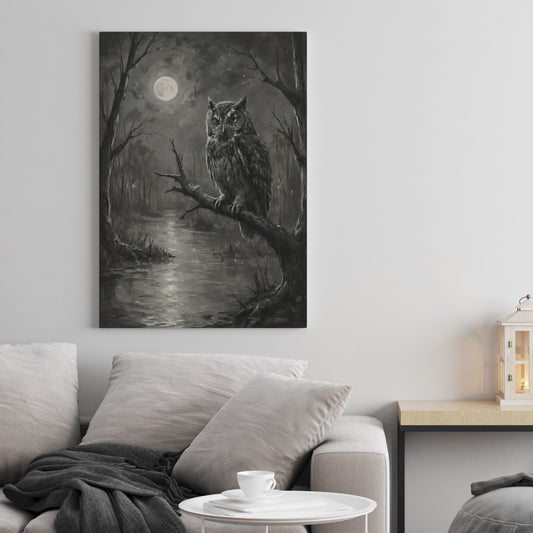 Midnight Watcher - Charcoal Art Print