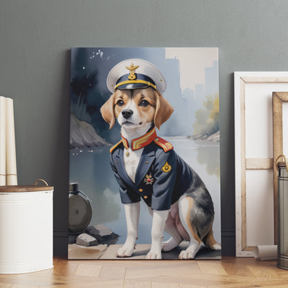 Commander Canine Portrait - Fantasy Dog Watercolor Print