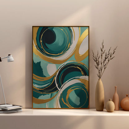 Ethereal Gold Whirl - Abstract Swirl Print