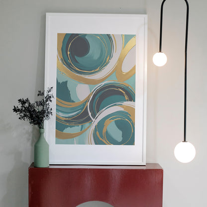 Ethereal Gold Whirl - Abstract Swirl Print