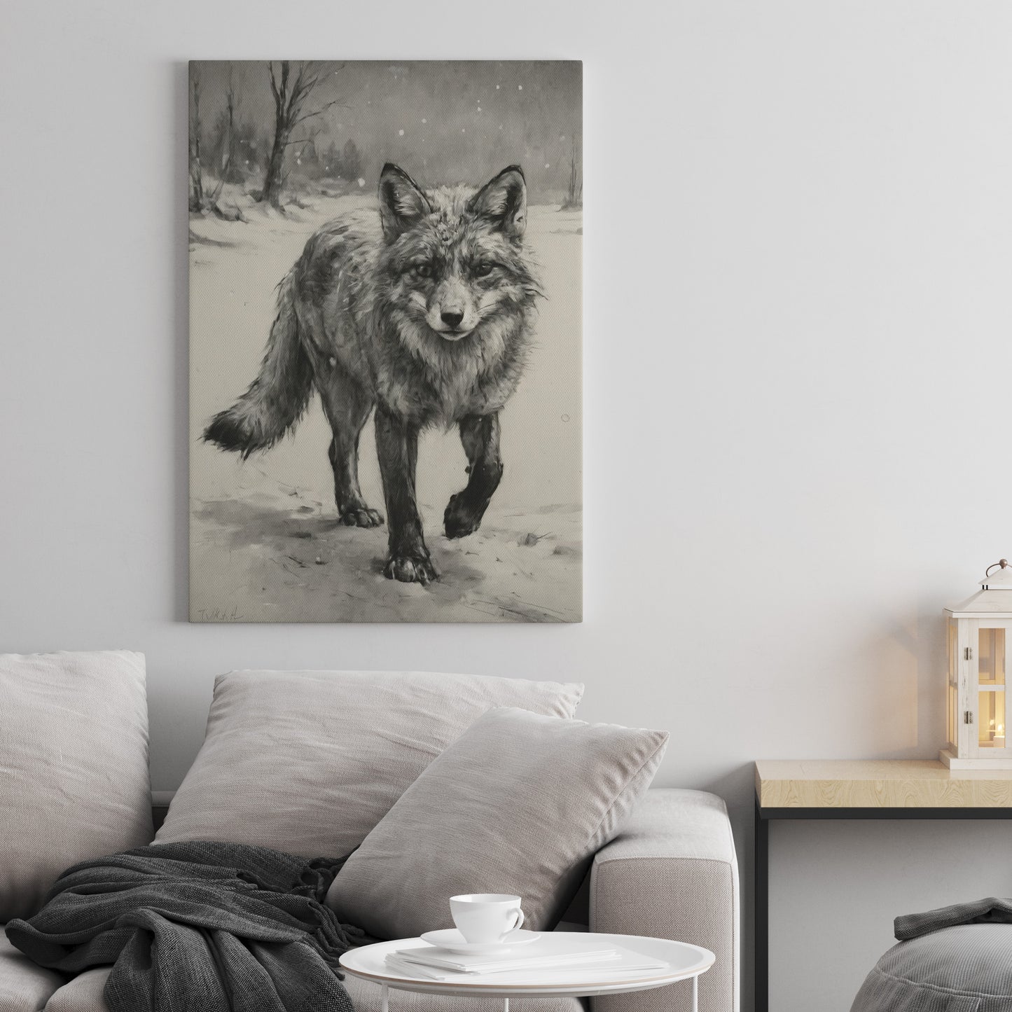 Silent Winter Stroll - Charcoal Art Print