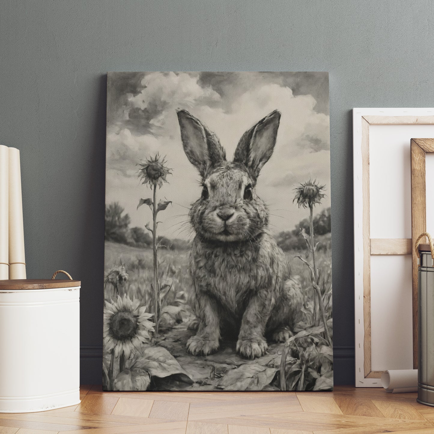 Majestic Meadow Rabbit - Charcoal Art Print