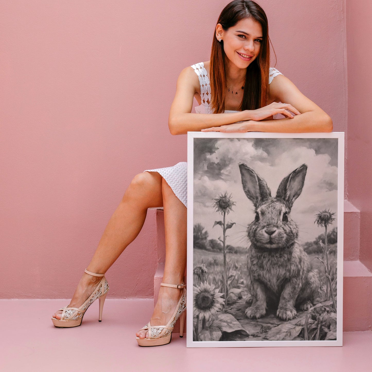 Majestic Meadow Rabbit - Charcoal Art Print