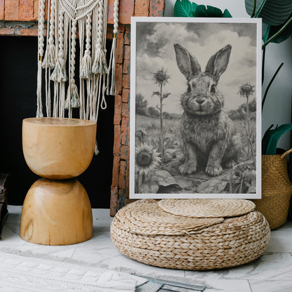 Majestic Meadow Rabbit - Charcoal Art Print