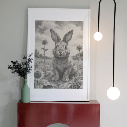 Majestic Meadow Rabbit - Charcoal Art Print