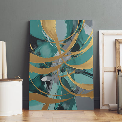 Golden Whirlwind Symphony - Abstrakt Swirl Print