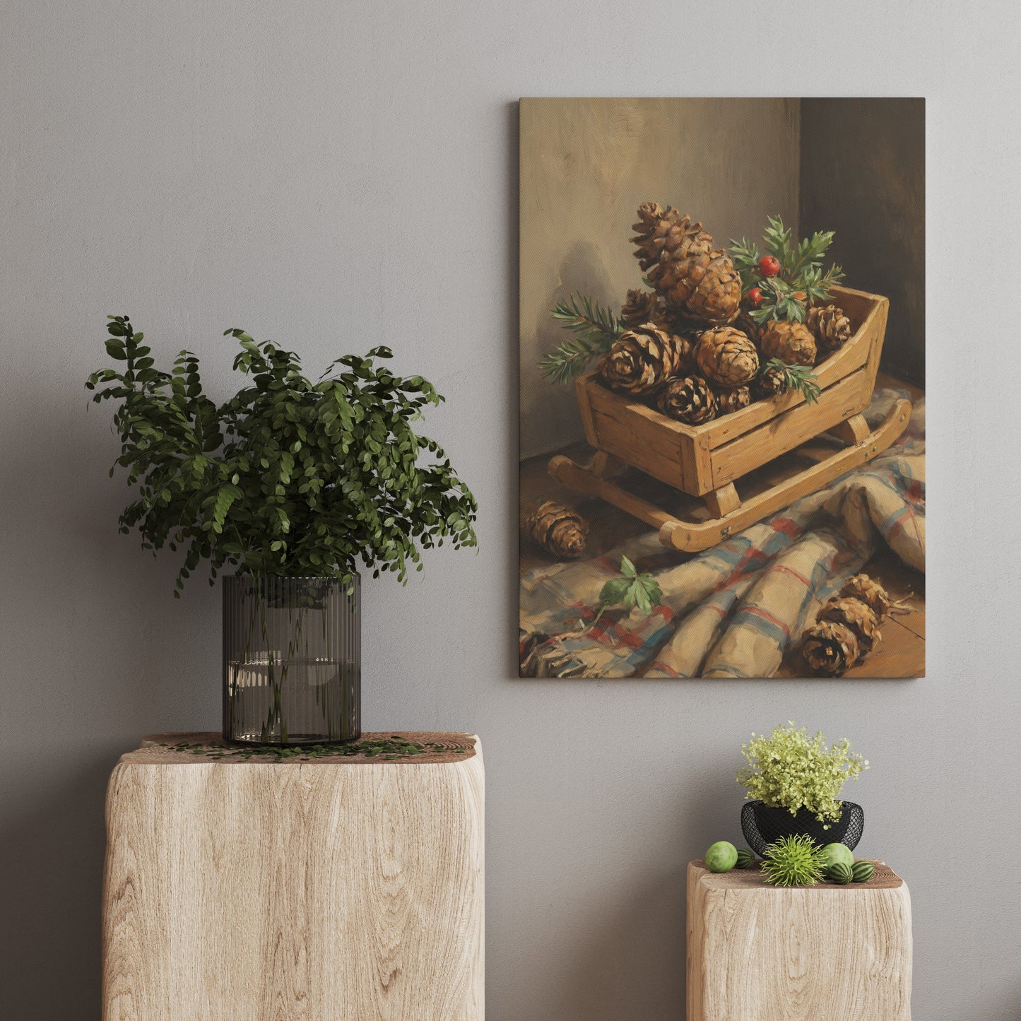 Rustic Pine Elegance - Christmas Themed Art Print