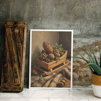 Rustic Pine Elegance - Christmas Themed Art Print