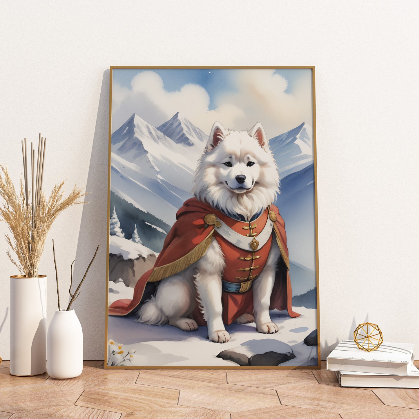 Regal Alpine Guardian - Fantasy Dog Watercolor Print