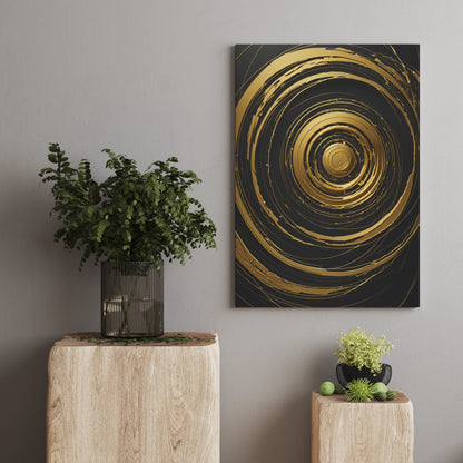 Golden Vortex Harmony - Abstract Swirl Print