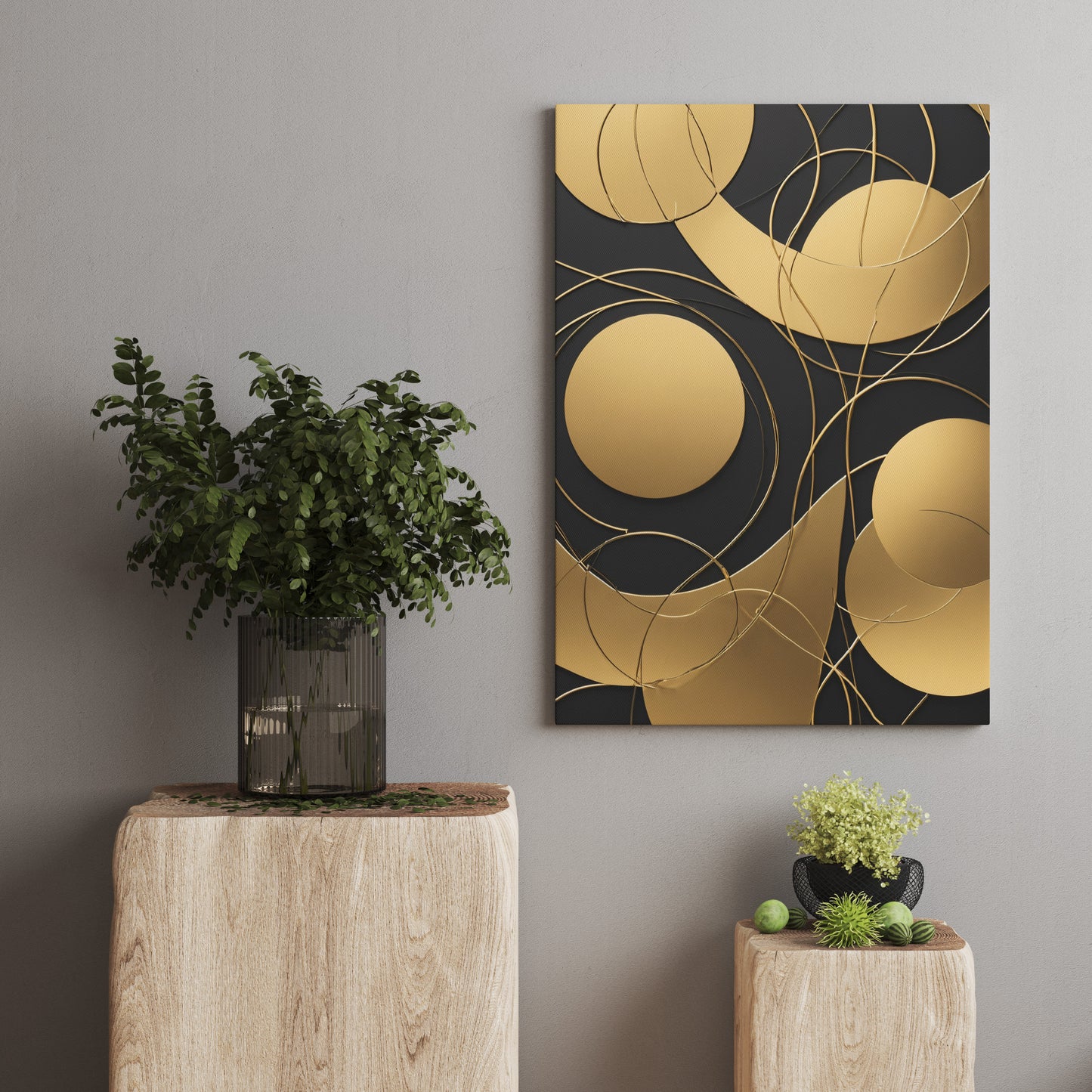 Golden Harmony Circles - Abstrakt Swirl Print