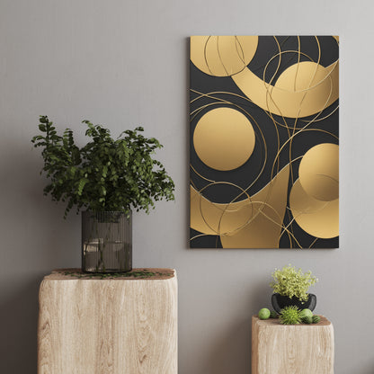 Golden Harmony Circles - Abstrakt Swirl Print