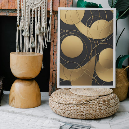 Golden Harmony Circles - Abstrakt Swirl Print