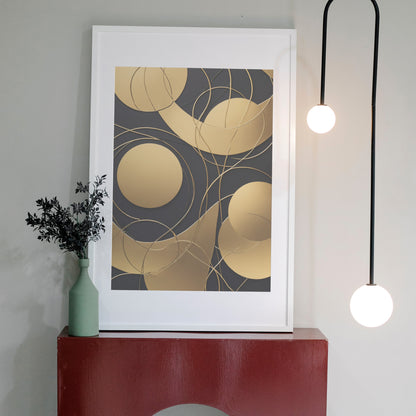 Golden Harmony Circles - Abstrakt Swirl Print