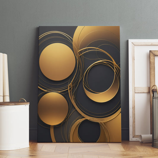 Ethereal Golden Harmony - Abstract Swirl Print