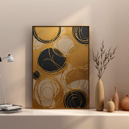 Golden Orbitals - Abstrakt Swirl Print