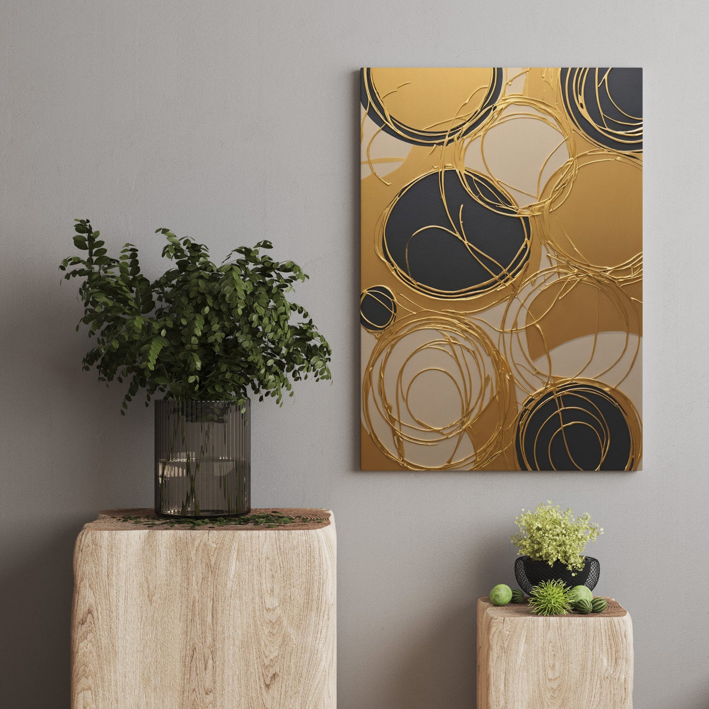 Golden Orbitals - Abstrakt Swirl Print