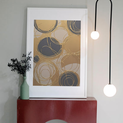 Golden Orbitals - Abstrakt Swirl Print