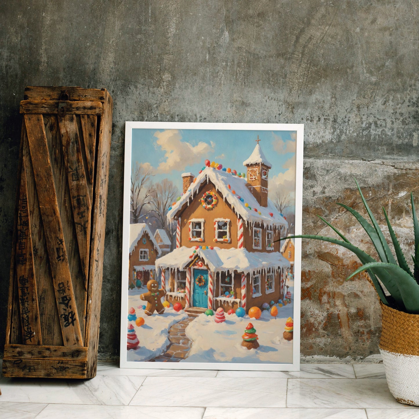 Whimsical Gingerbread Haven - Christmas Themed Art Print