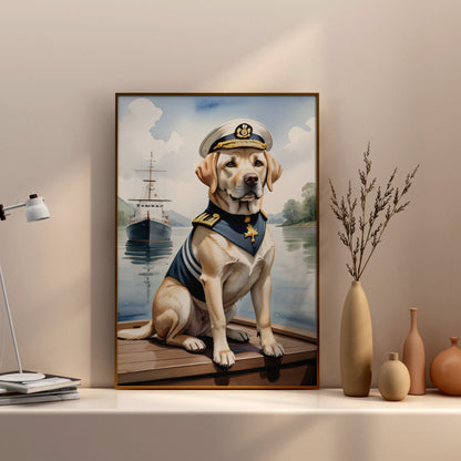 Commander Canine Afloat - Fantasy Dog Watercolor Print