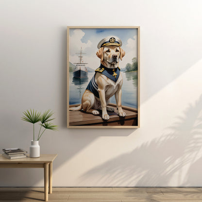 Commander Canine Afloat - Fantasy Dog Watercolor Print