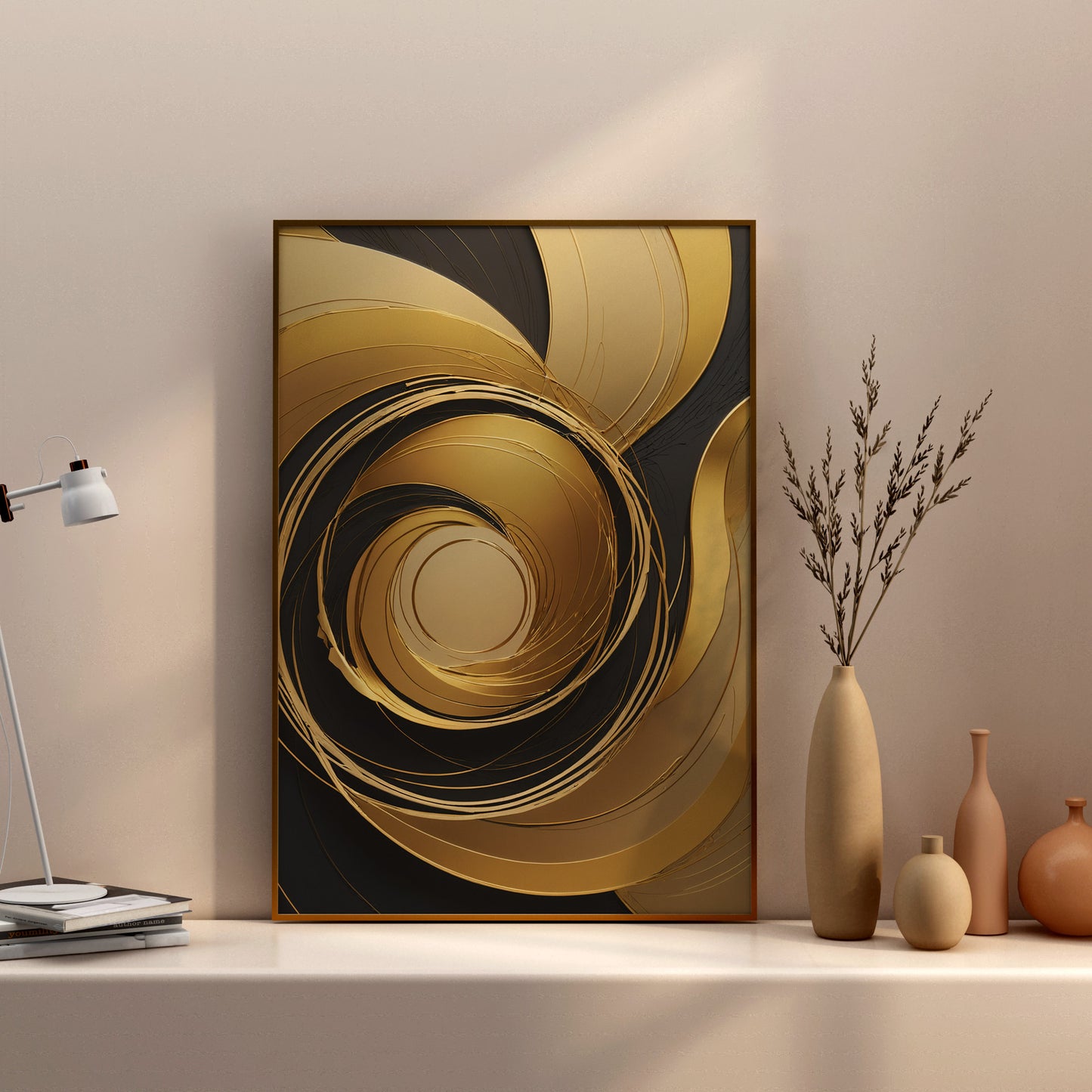 Gilded Whirlwind - Abstract Swirl Print