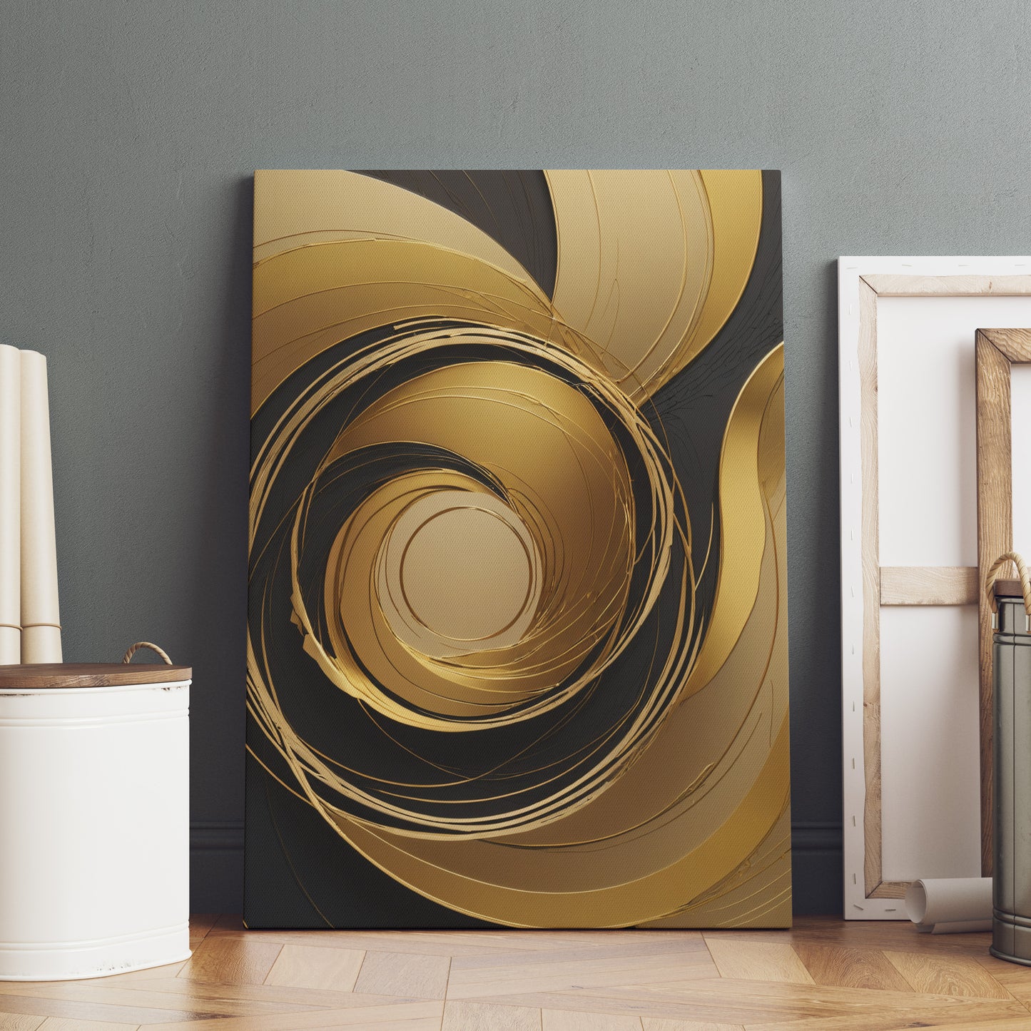 Gilded Whirlwind - Abstract Swirl Print