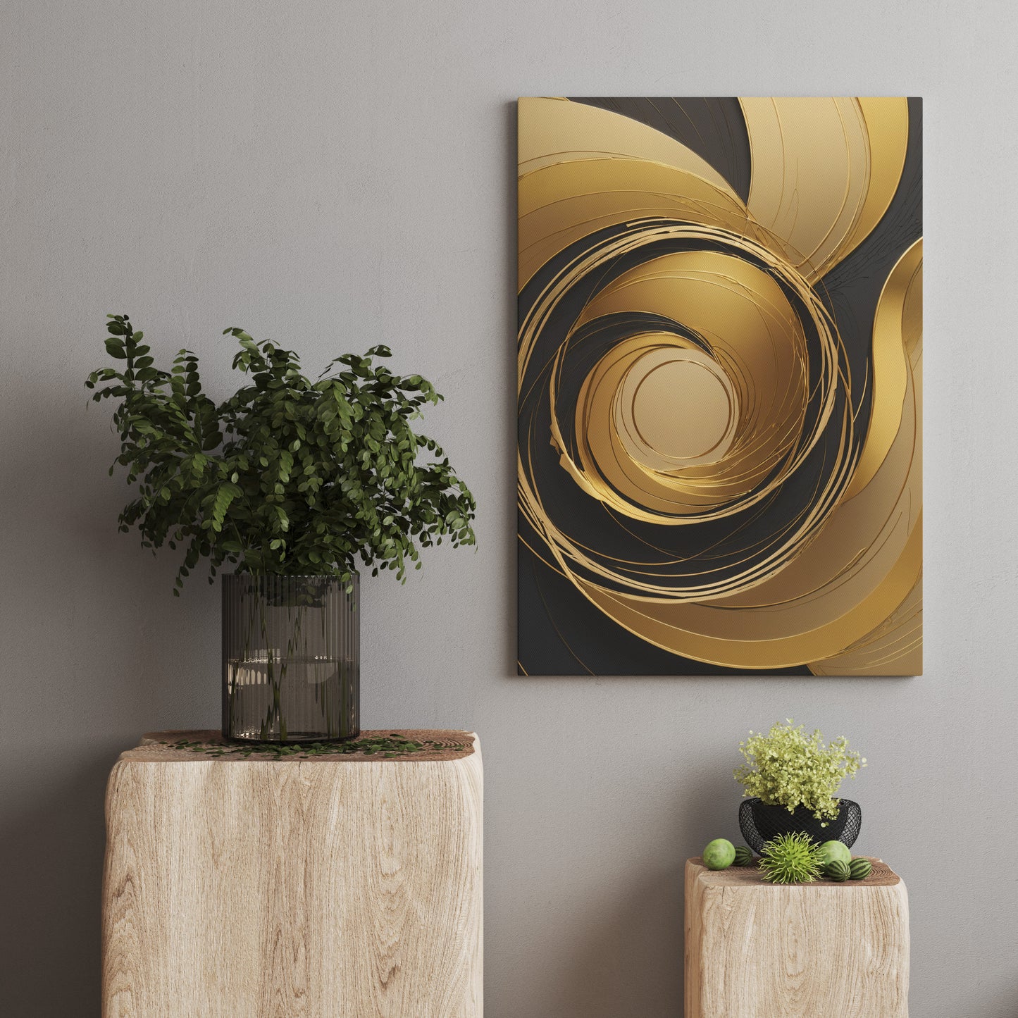 Gilded Whirlwind - Abstract Swirl Print