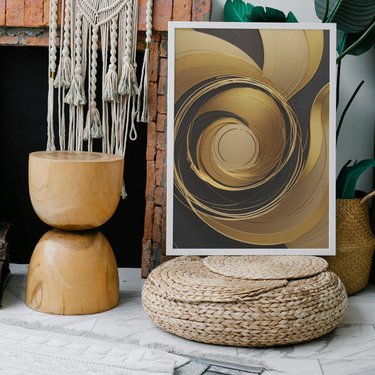 Gilded Whirlwind - Abstract Swirl Print