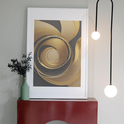 Gilded Whirlwind - Abstract Swirl Print