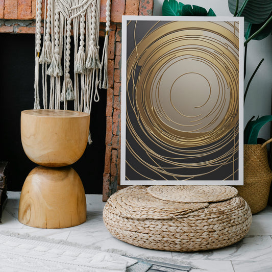 Ethereal Gold Spirals - Abstract Swirl Print