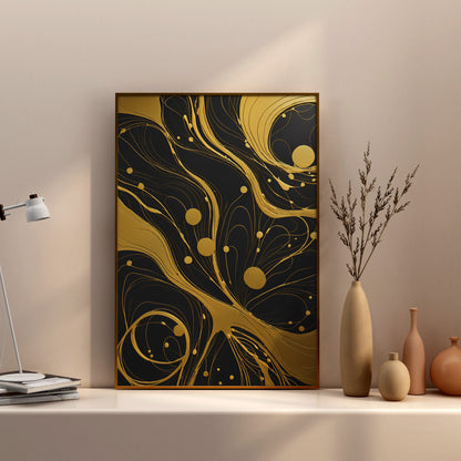 Golden Ebb and Flow - Abstract Swirl Print