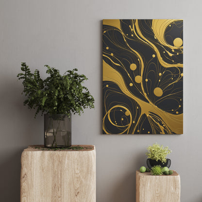 Golden Ebb and Flow - Abstract Swirl Print