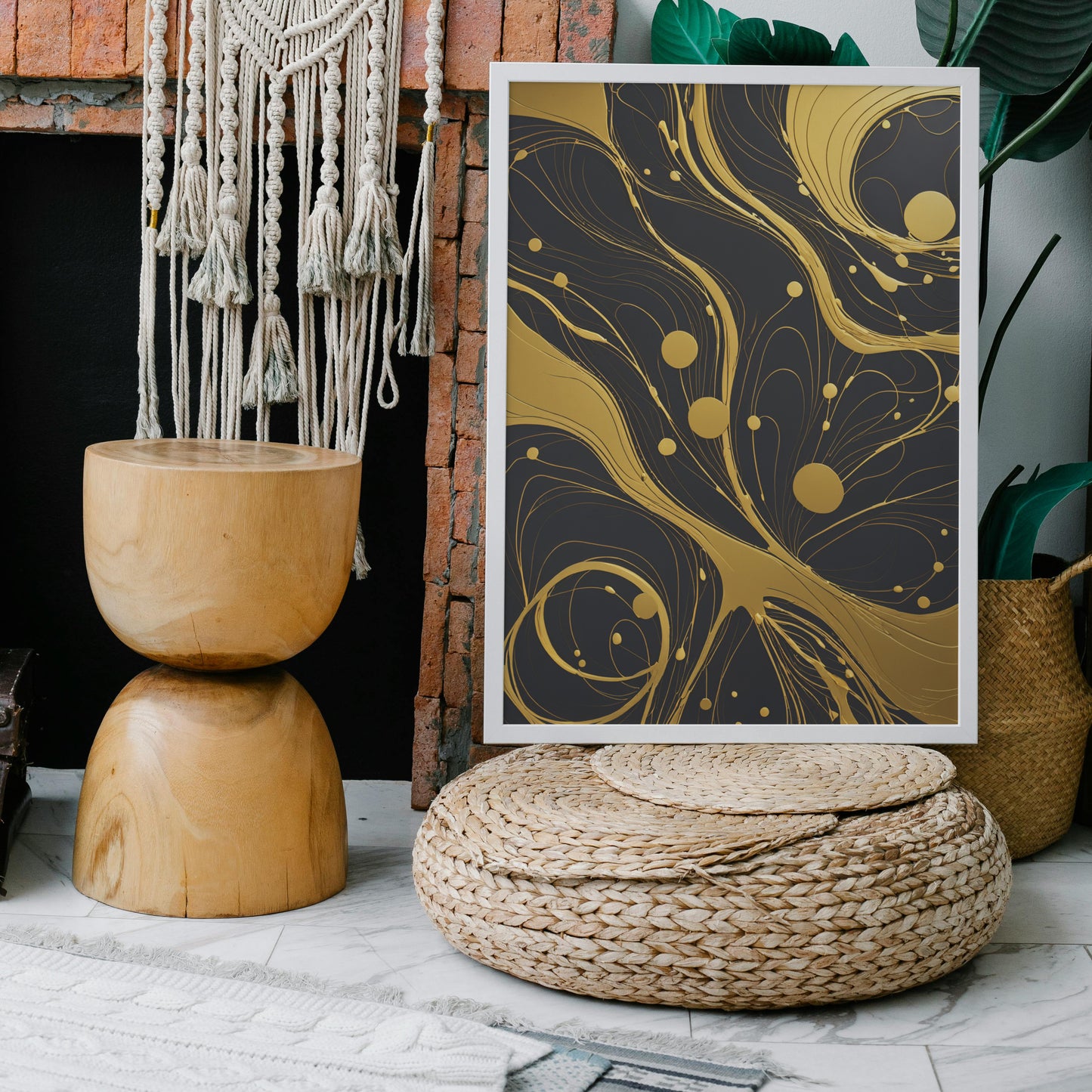 Golden Ebb and Flow - Abstract Swirl Print