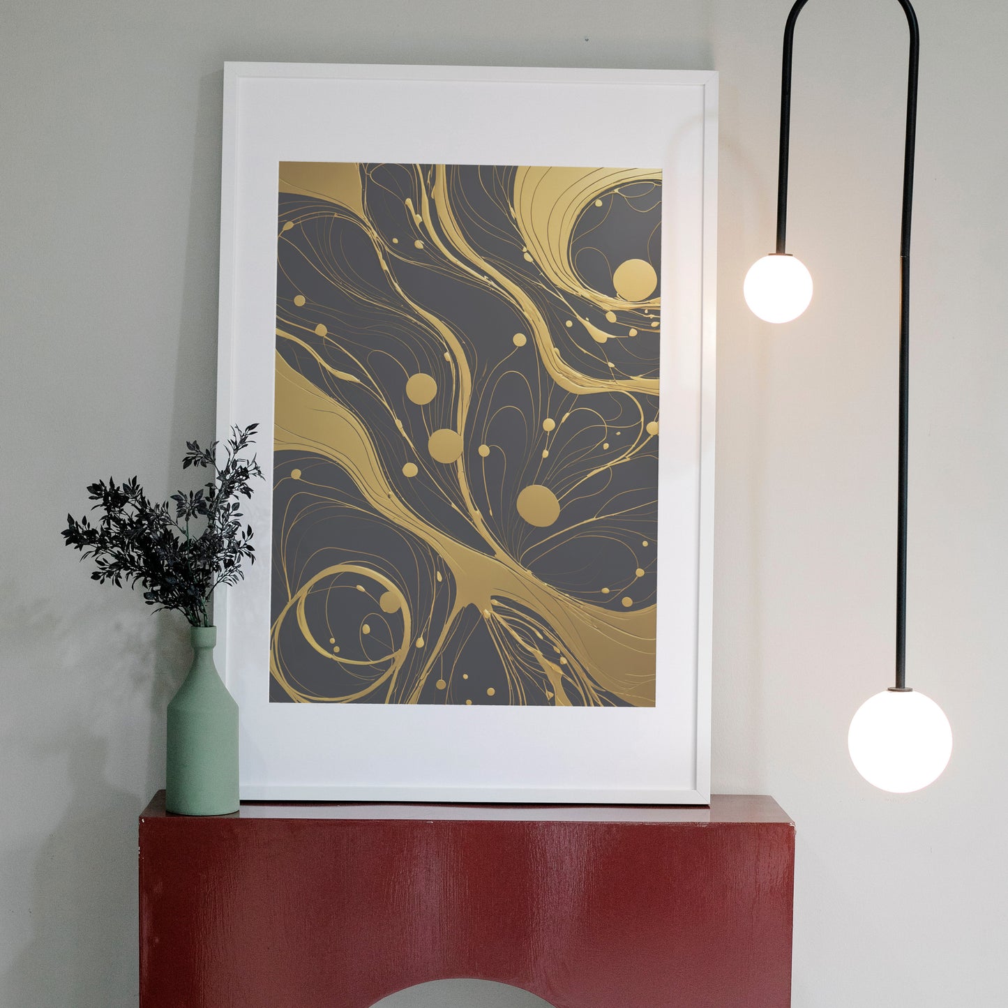 Golden Ebb and Flow - Abstract Swirl Print