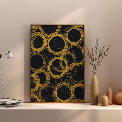 Golden Whirl Symphony - Abstract Swirl Print