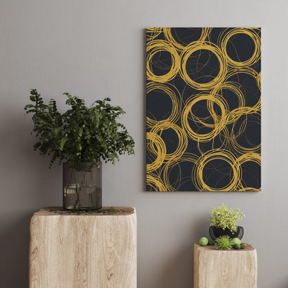 Golden Whirl Symphony - Abstract Swirl Print