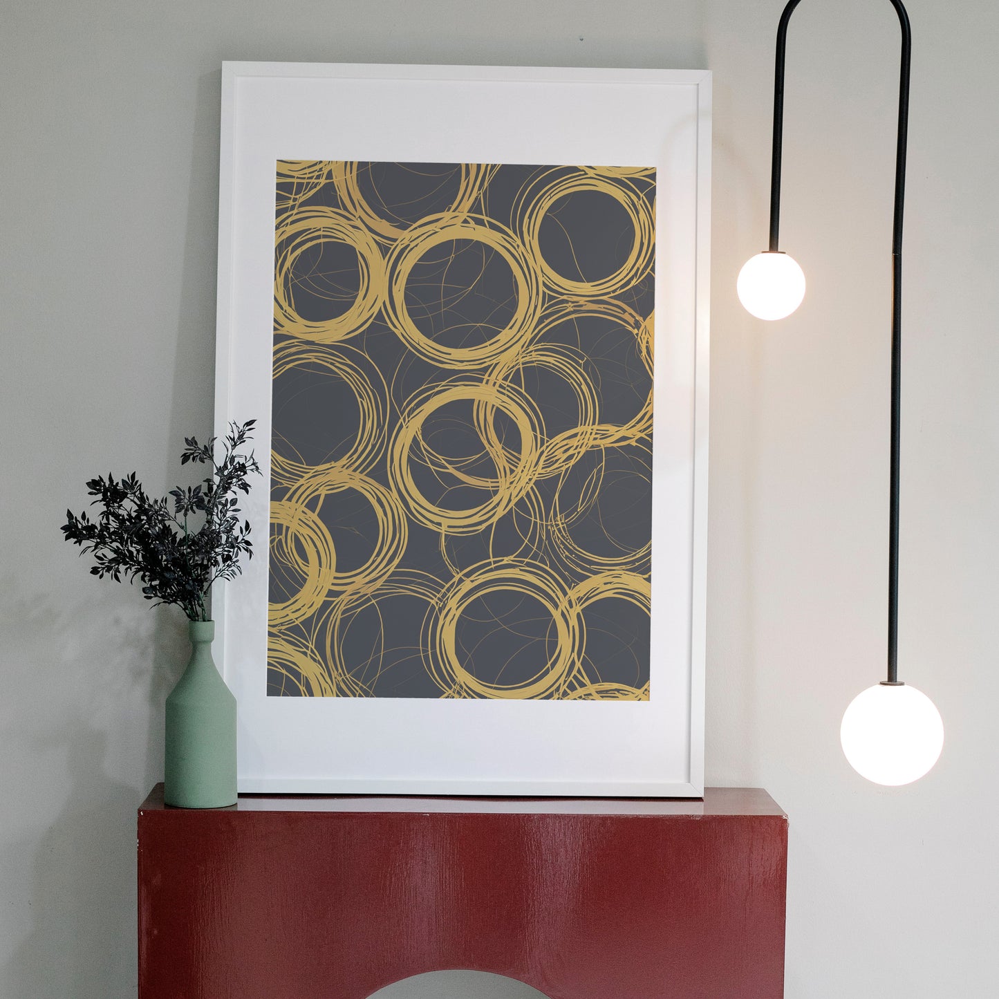 Golden Whirl Symphony - Abstract Swirl Print