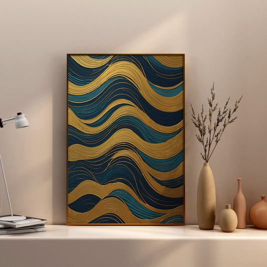 Gilded Currents - Abstract Swirl Print